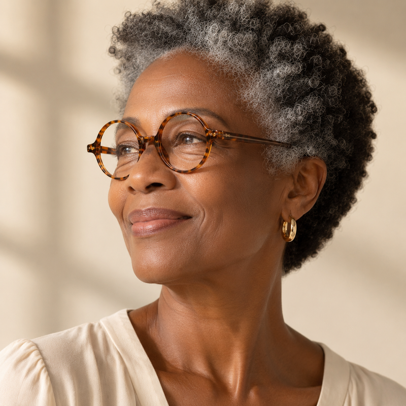 Prescription Reading Glasses, Folding Portable Round Frame