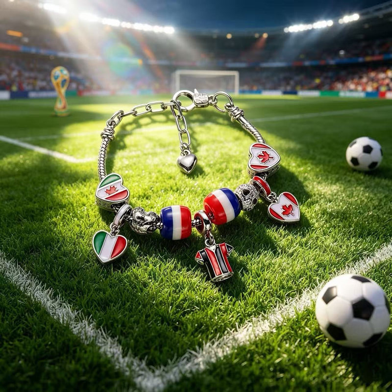 World Cup Football Country Flag DIY Charm Bracelet Jewelry Making Kit