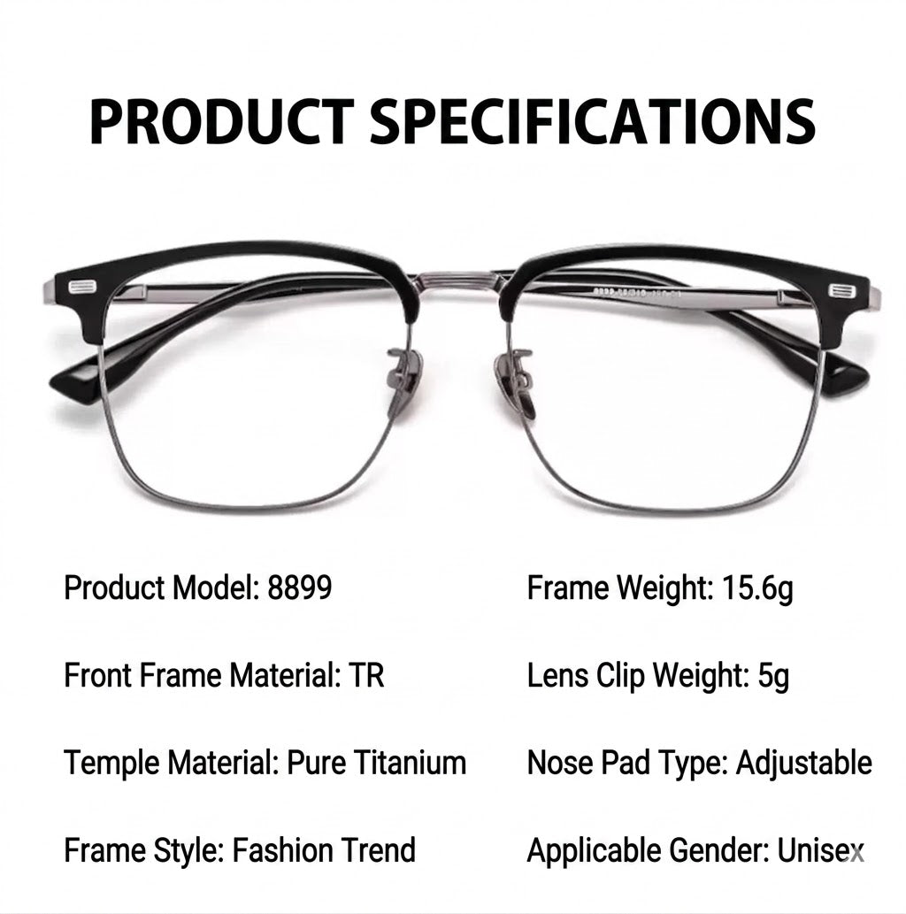 Prescription Eyeglasses | 5-in-1 Magnetic Clip-On Glasses, Polarized Sun Lens & Night Driving Lens