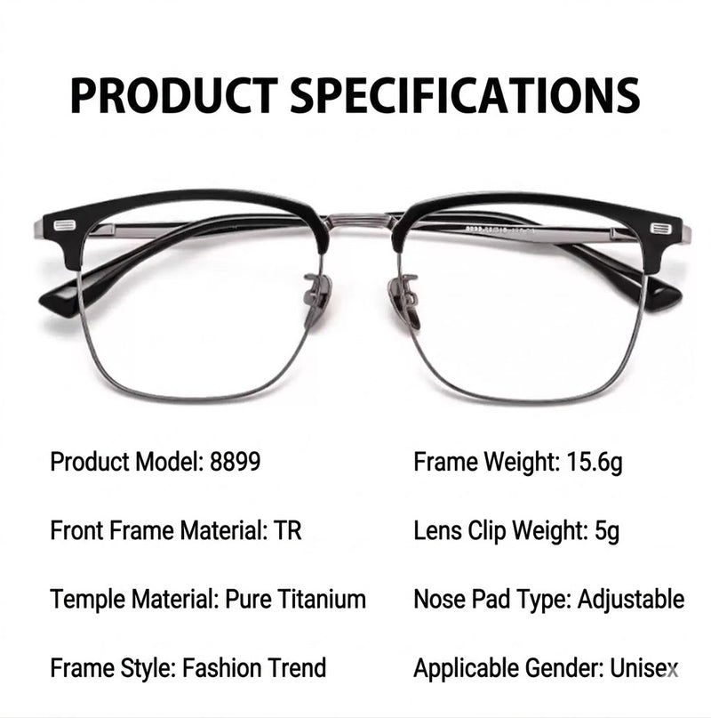 Prescription Eyeglasses | 5-in-1 Magnetic Clip-On Glasses, Polarized Sun Lens & Night Driving Lens
