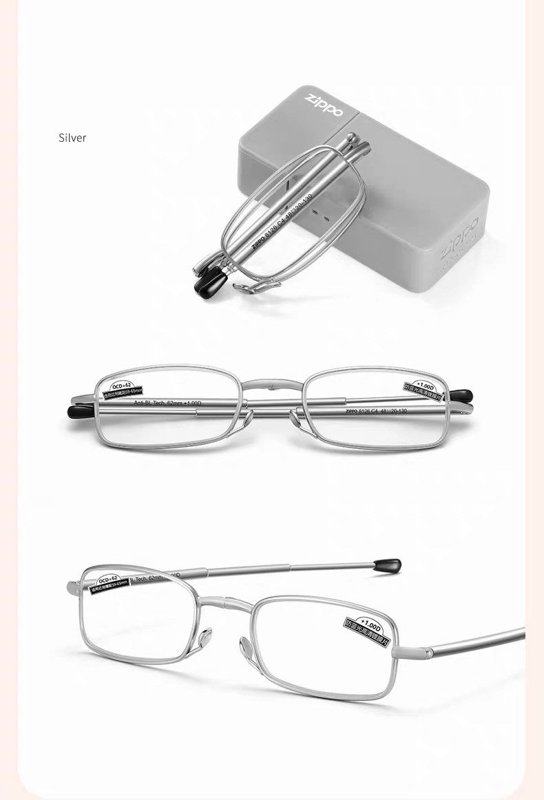 Foldable Anti Blue Light Prescription Reading Glasses with Magnetic Case