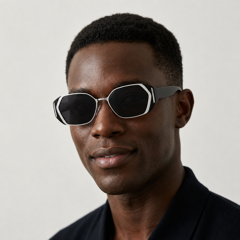 Prescription Sunglasses, Retro Hexagon Two-Tone Frames