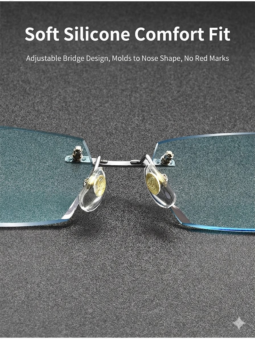 Lightweight Titanium Rimless Business Eyeglasses for Men, Versatile Frame for Work & Daily Commute