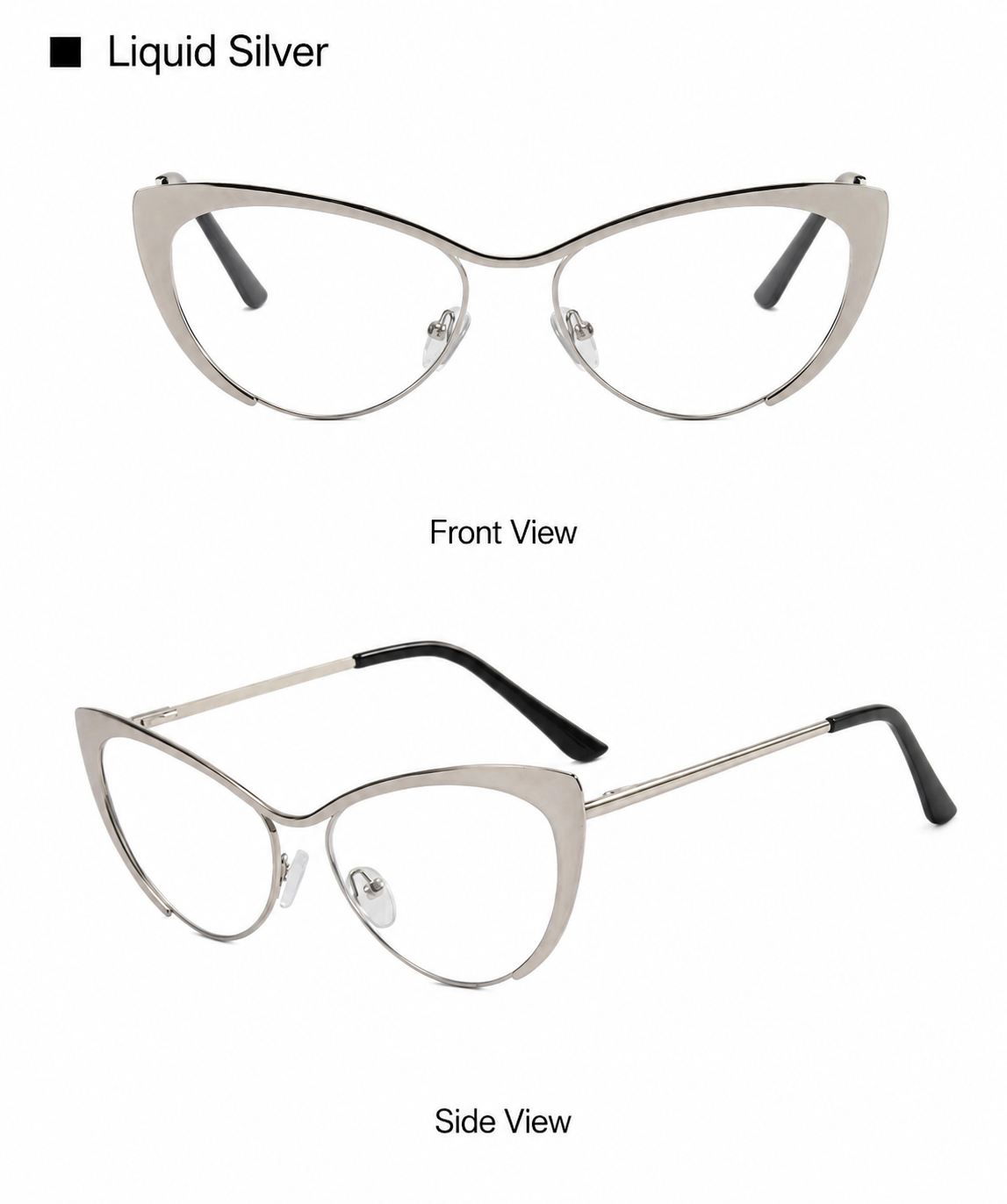 Prescription Women’s Eyeglasses | Retro Metal Cat Eye Silver Frame