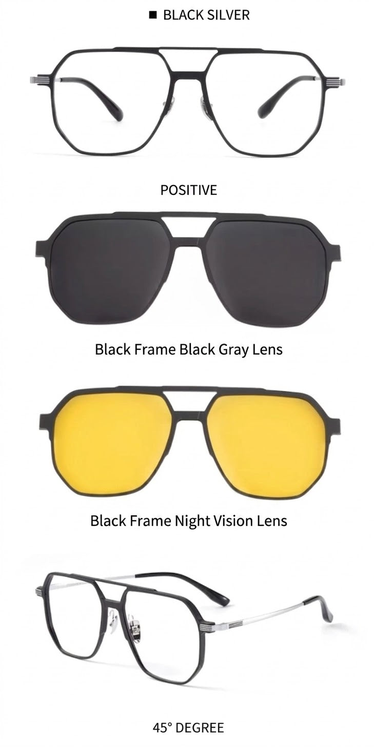 Prescription Eyeglasses | 10g Ultra-Light Titanium Alloy Magnetic Clip-On Frame