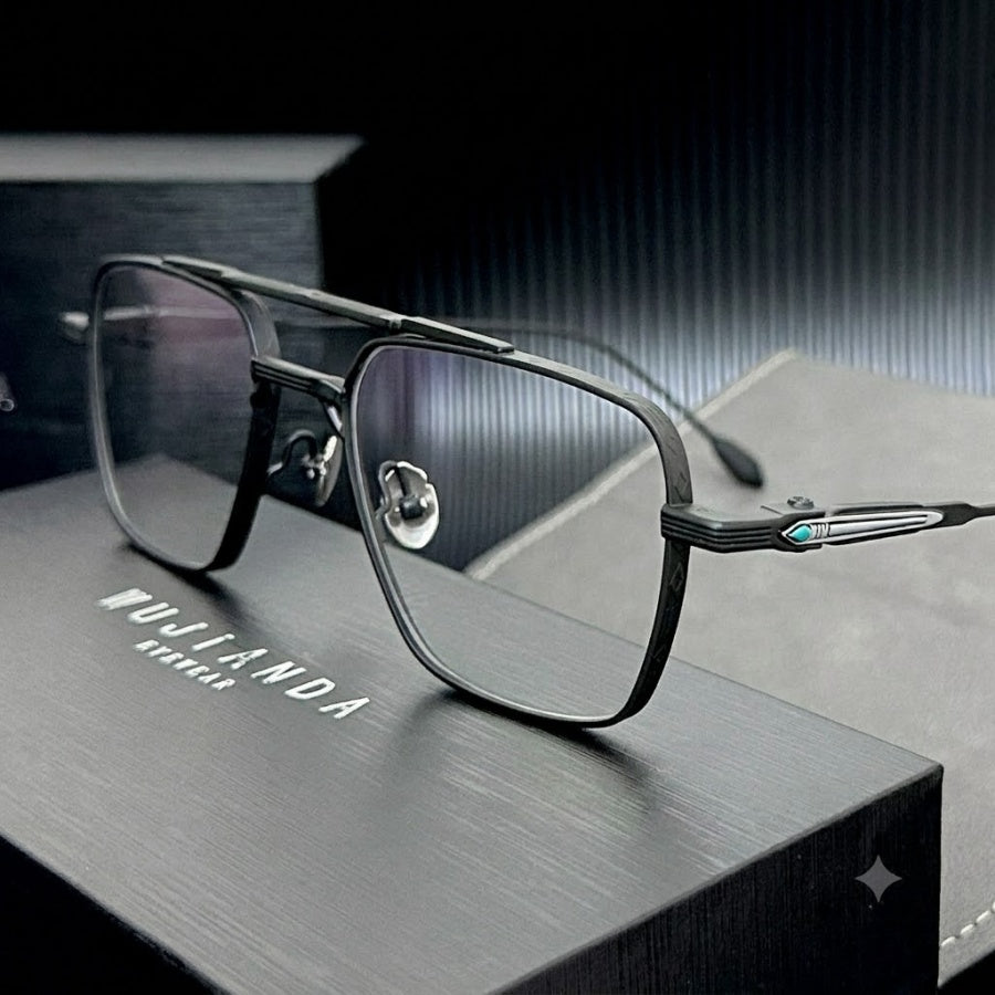Prescription Glasses | Large Titanium Square Frame for Wide Faces