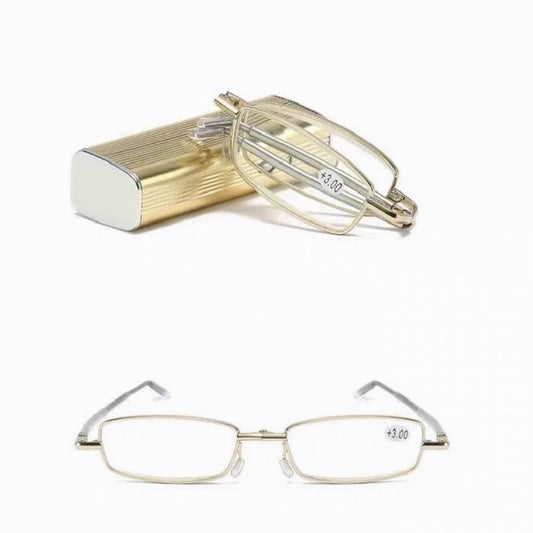 Ultra Mini Pocket Foldable Prescription Reading Glasses with Metal Case