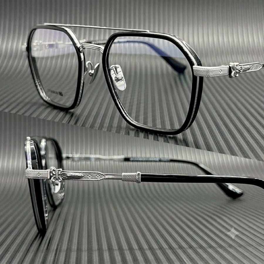 Prescription Glasses | Vintage Square Titanium Glasses, Luxury Carved Frame