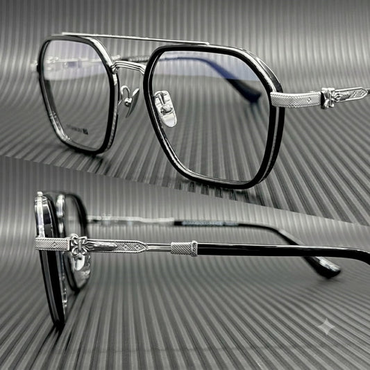Prescription Glasses | Vintage Square Titanium Luxury Carved Frame