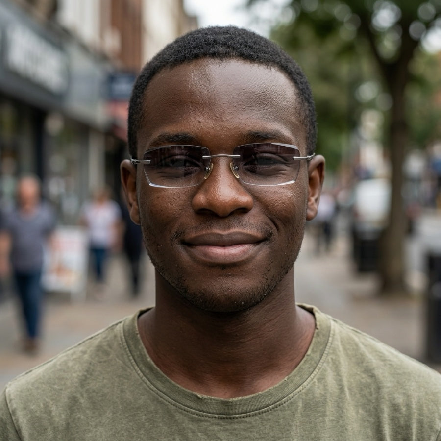 Lightweight Titanium Rimless Business Eyeglasses for Men, Versatile Frame for Work & Daily Commute