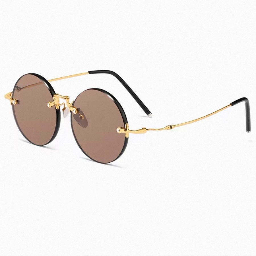 Sunglasses, Vintage Rimless Round Natural Crystal Stone