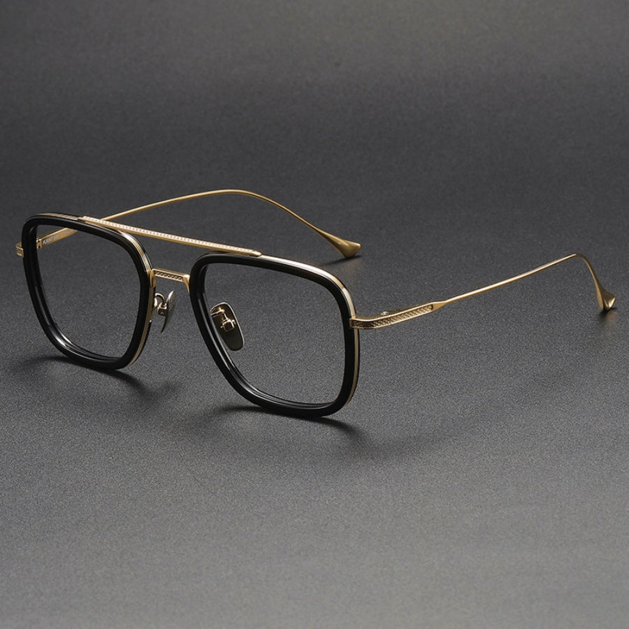 Prescription Glasses | Iron Man Style Double-Bridge Wide Titanium Frame