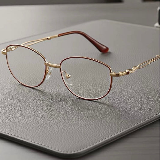 Elegant Half Rim Prescription Reading Glasses with Complete Accessories