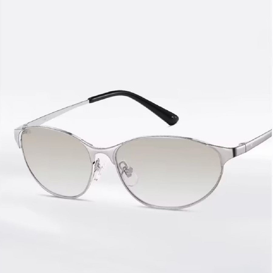 Sunglasses, Y2K Minimal Thin Oval Metal, Retro Narrow Small Frame Fashion Eyewear