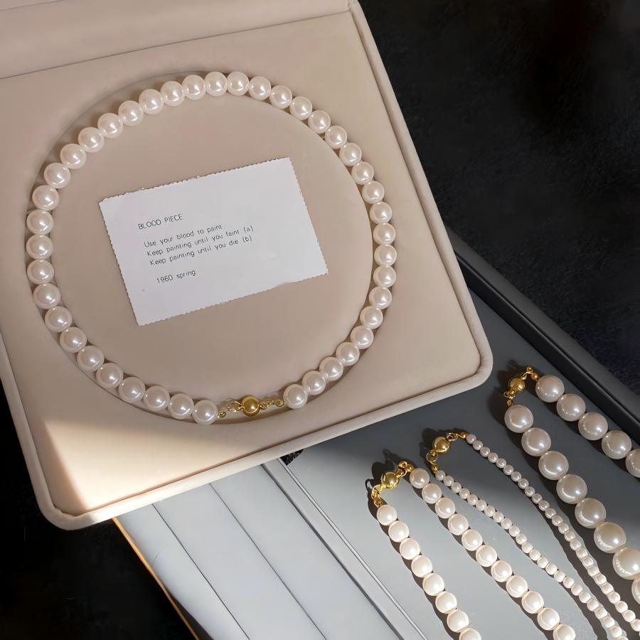 Necklaces | Minimalist Elegant Faux Pearl Choker with Magnetic Clasp