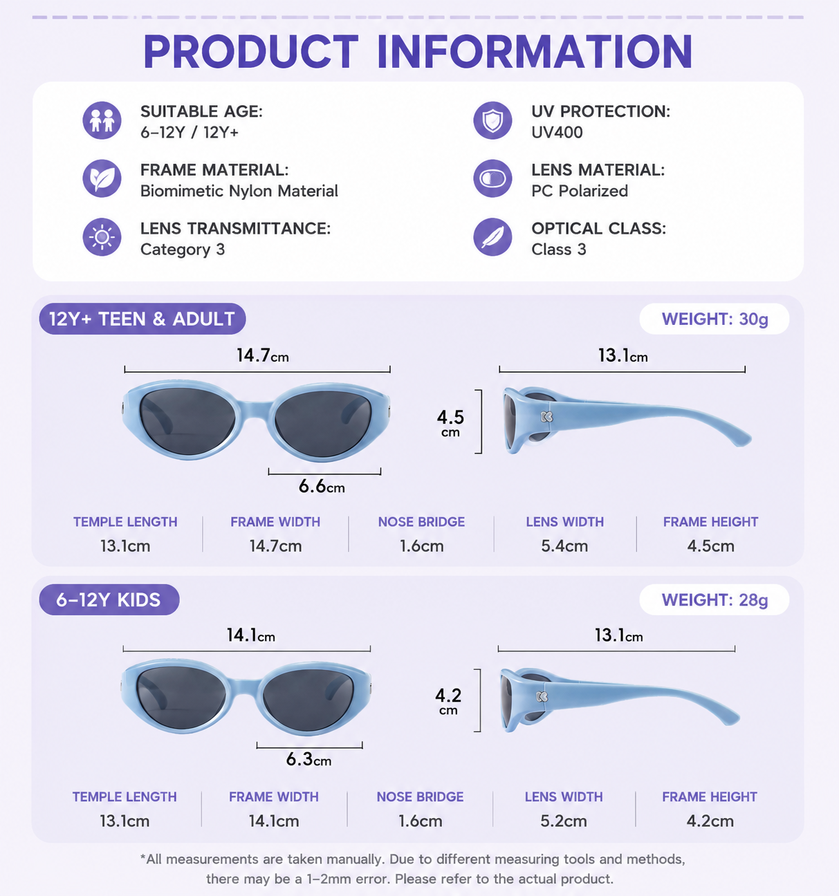 Kids Sunglasses, Headband Frame for 6-12 Years Old