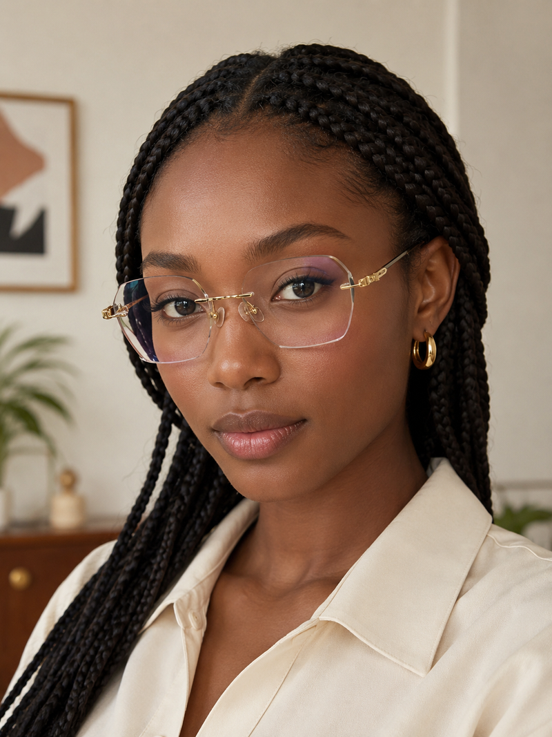 Prescription Unisex Eyeglasses | Ultralight Rimless Pure Titanium Photochromic Blue Light Blocking Frame