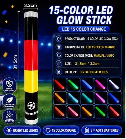 15 Colors LED World Cup Cheer Stick | 8 National Teams Available