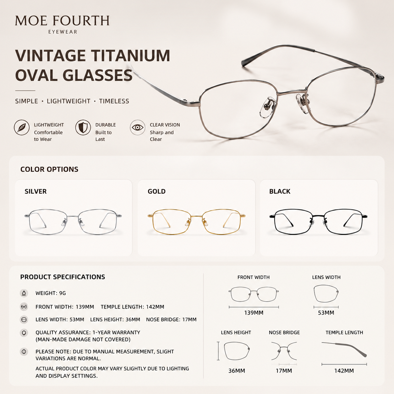 Women Light Gold Metal Glasses | Elegant Luxury Eyewear