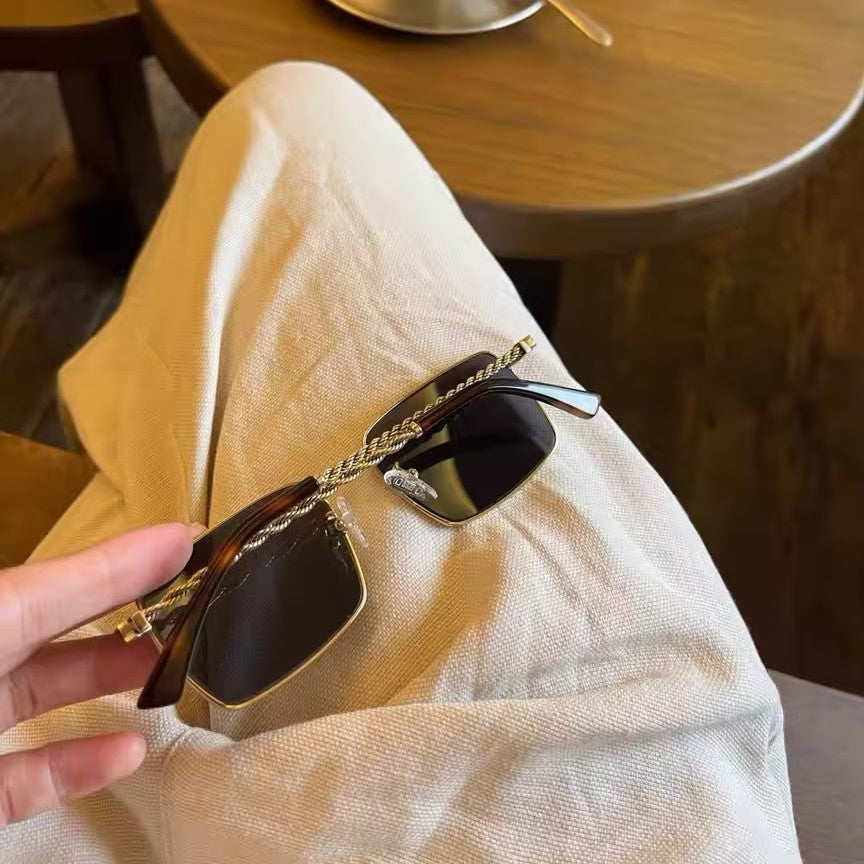 Prescription Sunglasses | Vintage Twisted Rope Temple Square Metal