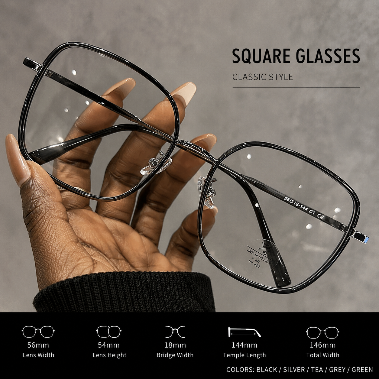 Women Ice Blue Oversized Glasses | Fashion Eyewear