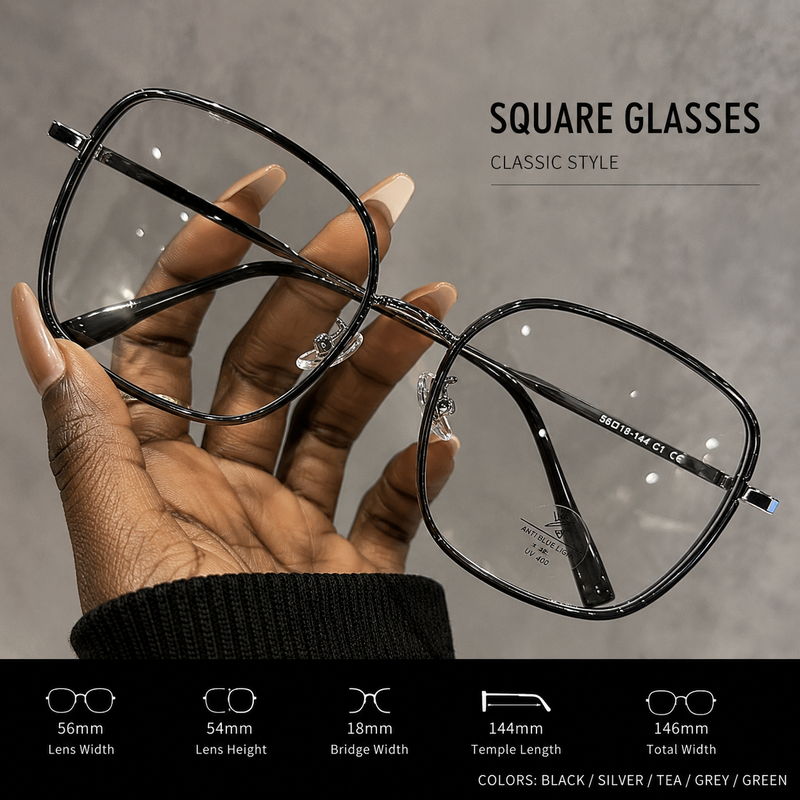 Women Ice Blue Oversized Glasses | Fashion Eyewear