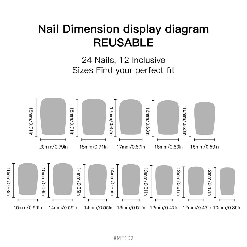 Press-on Nails 24Pcs, False Nail Tips With Jelly Glue & Nail File