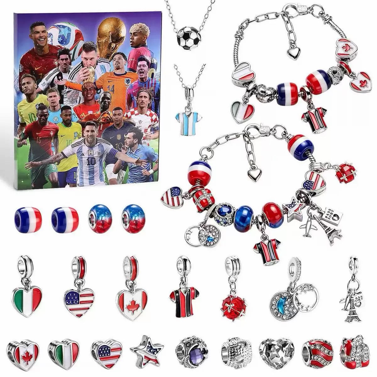 World Cup Football Country Flag DIY Charm Bracelet Jewelry Making Kit