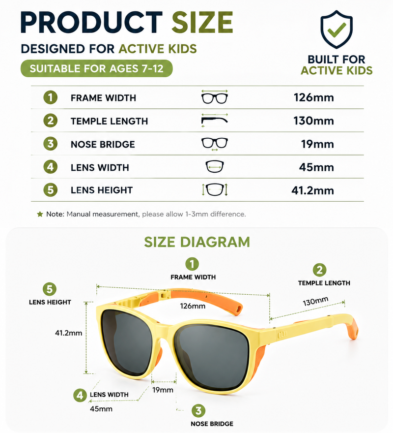 Kids Sunglasses, UV400 Outdoor Sports Protective Fashion Frame