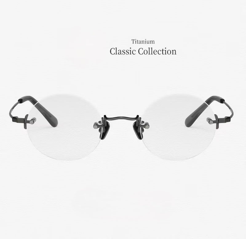 Prescription Glasses | Vintage Rimless Round Titanium Optical Frames