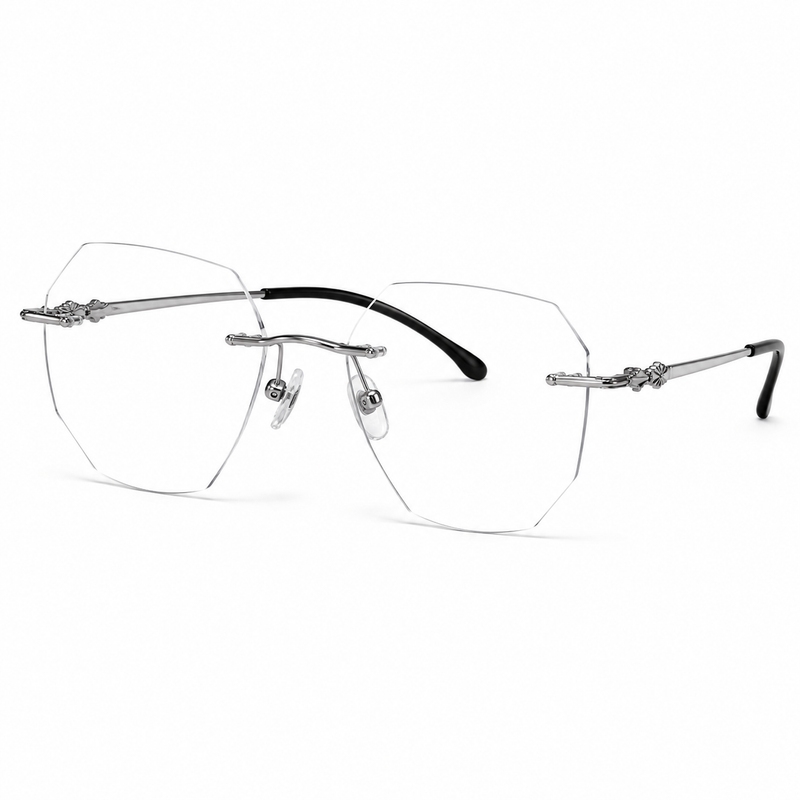 Prescription Unisex Eyeglasses | Ultralight Rimless Pure Titanium Photochromic Blue Light Blocking Frame