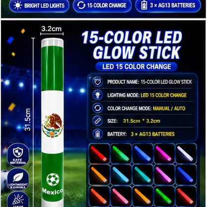 15 Colors LED World Cup Cheer Stick | 8 National Teams Available