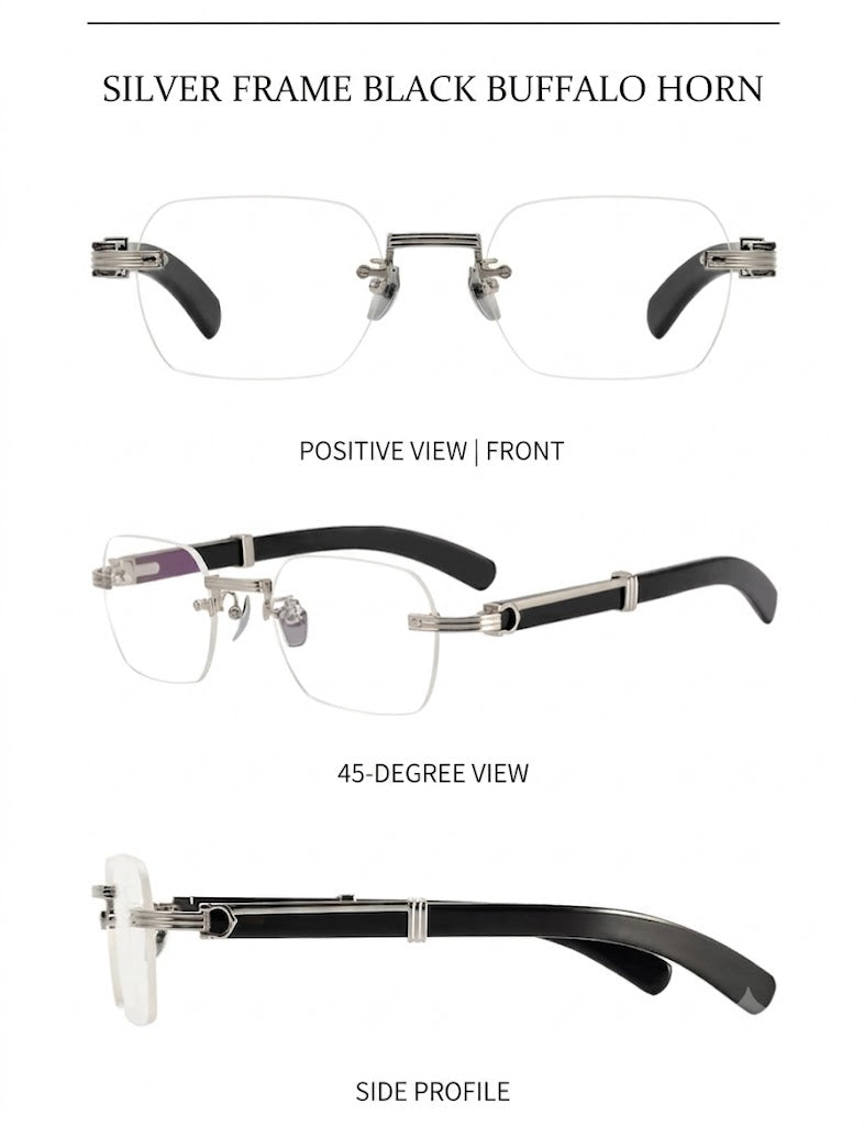 Prescription Glasses | Rimless Buffalo Horn Business Frame