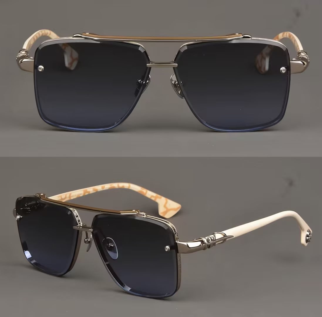 Men's Sunglasses｜Retro Double Bridge Square