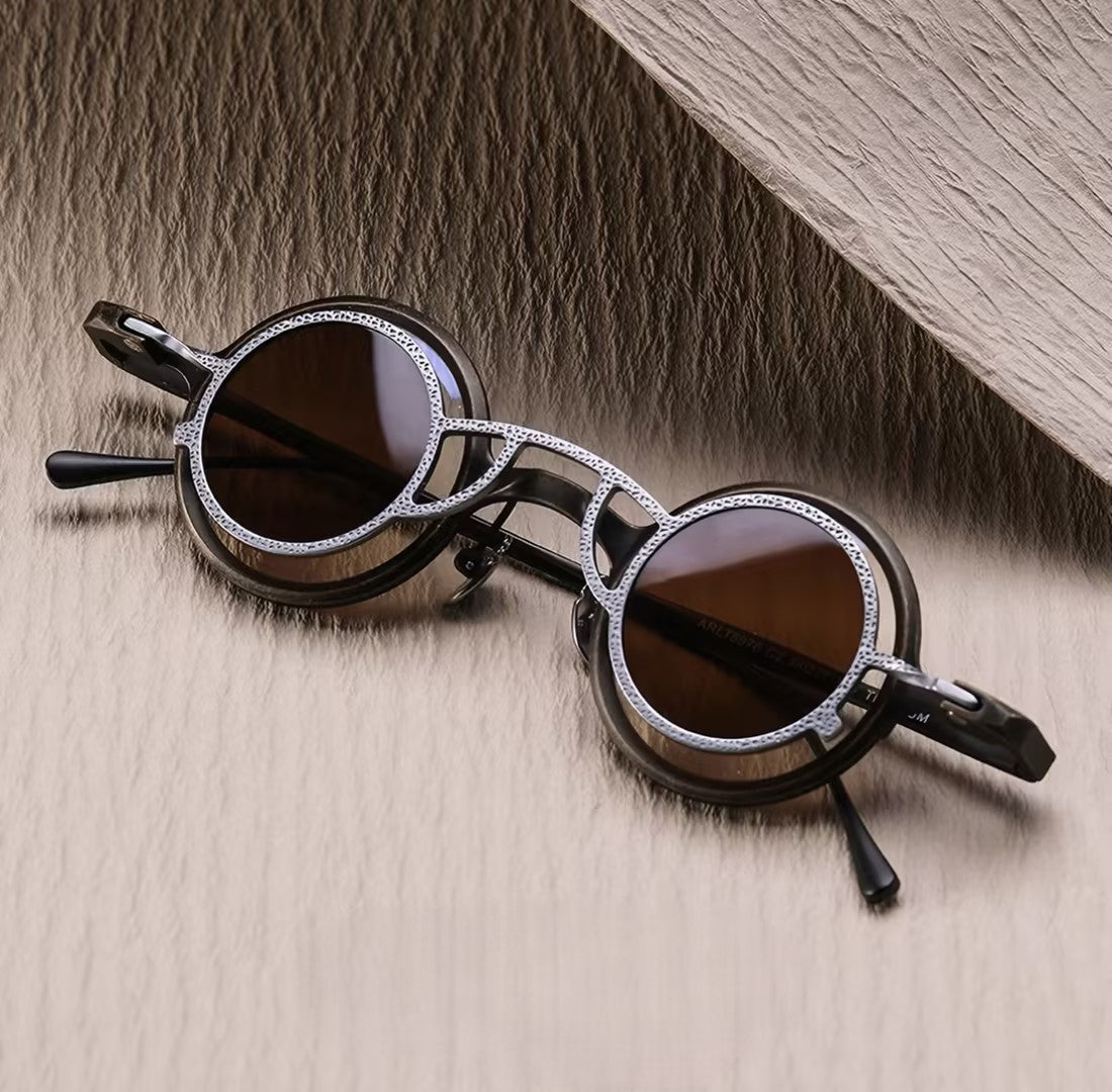 Prescription Sunglasses | Vintage Double-Layer Round Magnetic Clip-On
