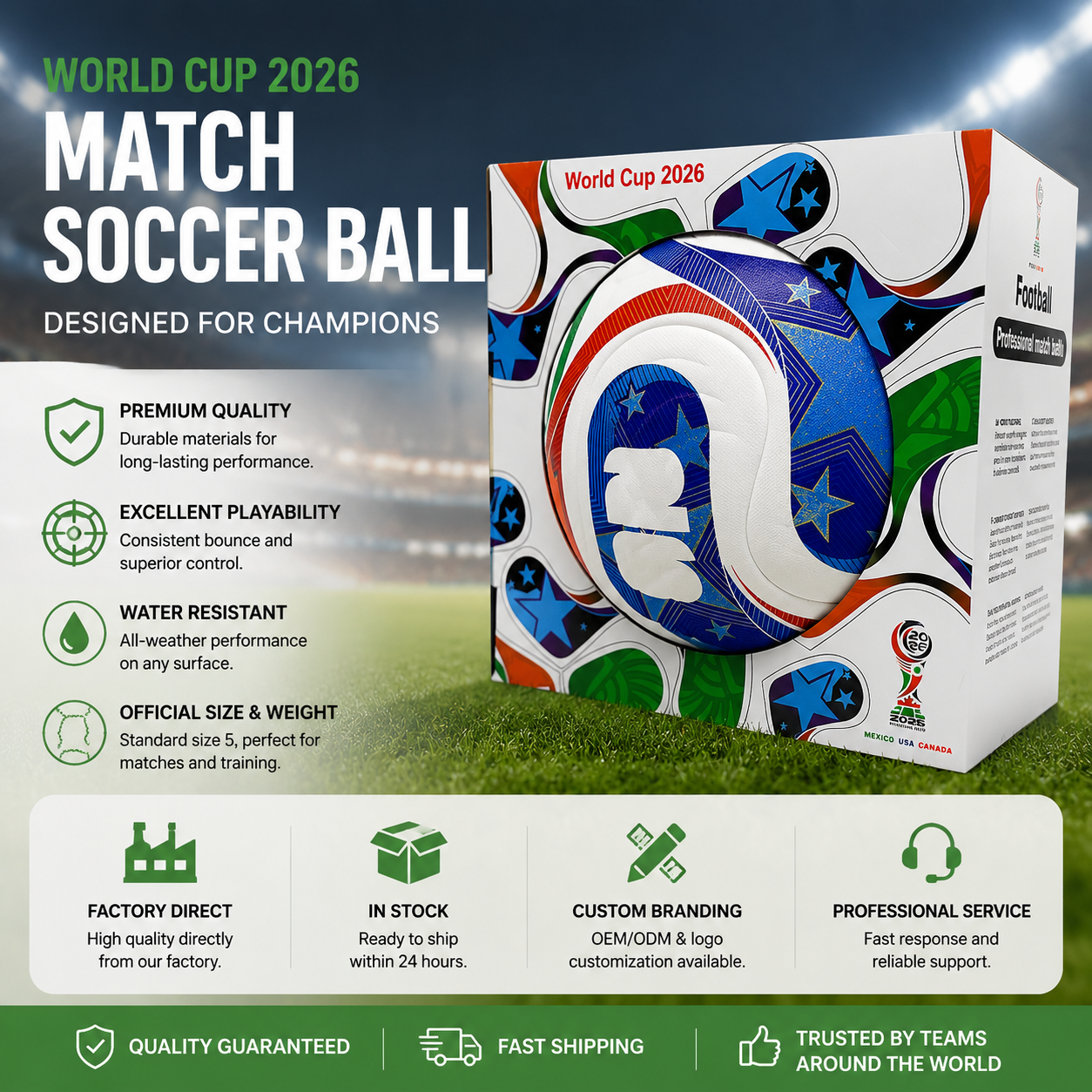 2026 World Cup 5# PU Training Match Football | Inflation Kit & Custom Gift Box