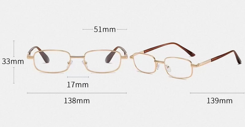 Classic Gold Metal Rectangle Prescription Reading Glasses for Men