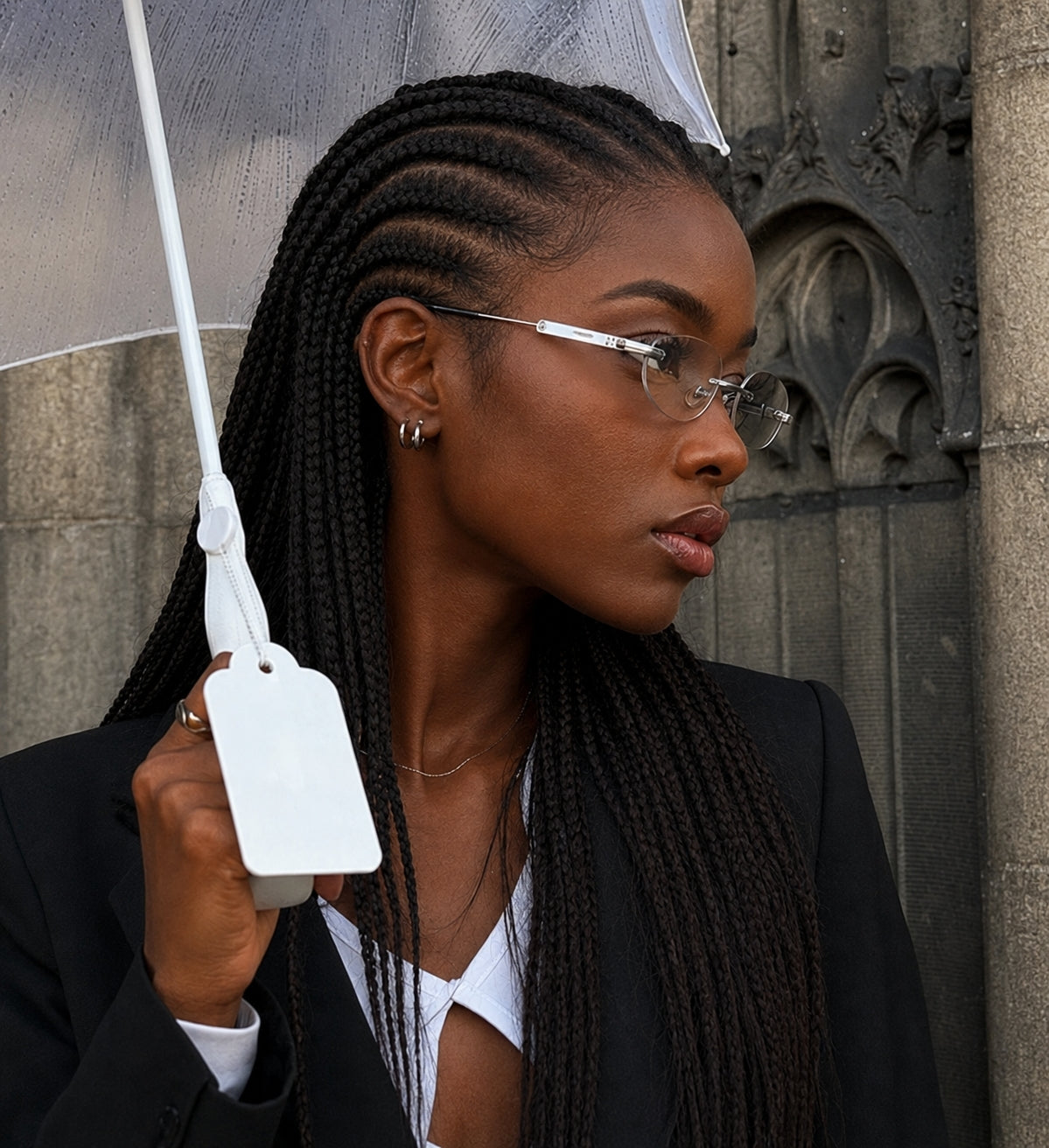Prescription Eyeglasses | Silver Rimless Pure Titanium Frame