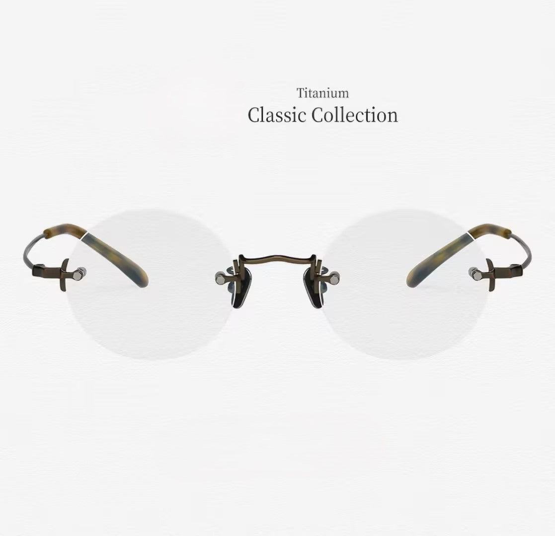 Prescription Glasses | Vintage Rimless Round Titanium Optical Frames