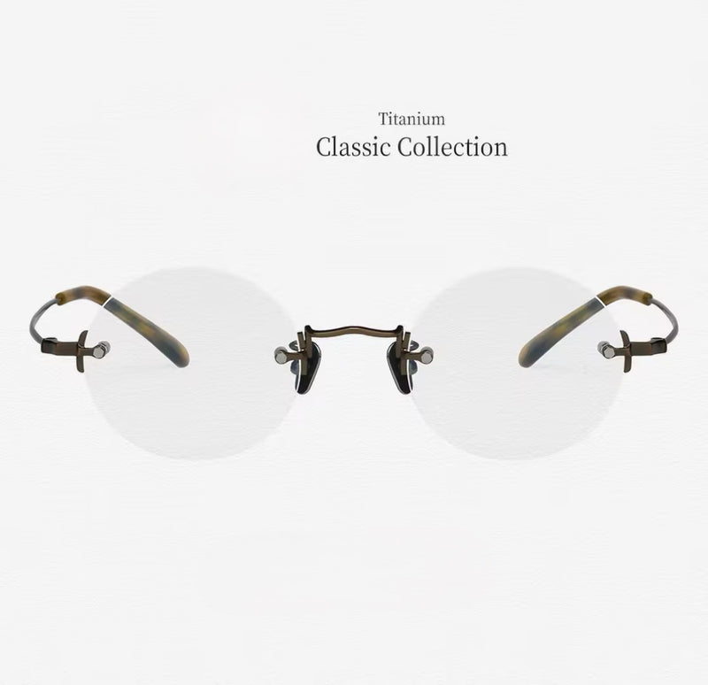 Prescription Glasses | Vintage Rimless Round Titanium Optical Frames