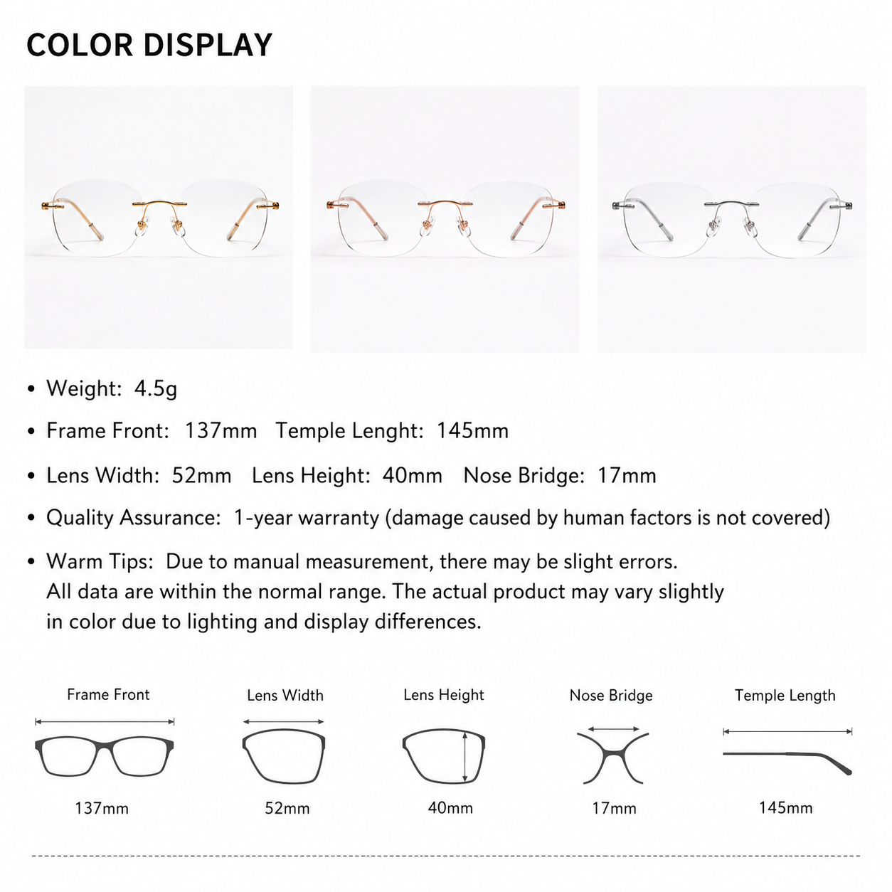 Women Rimless Ultra-Light Glasses | Blue Light Protection Eyewear