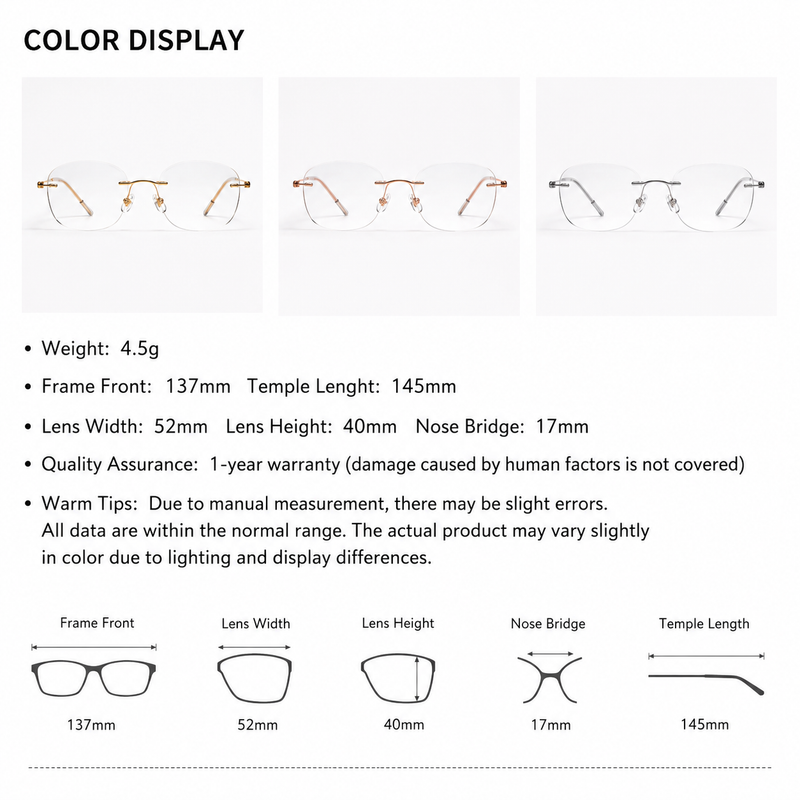 Women Rimless Ultra-Light Glasses | Blue Light Protection Eyewear