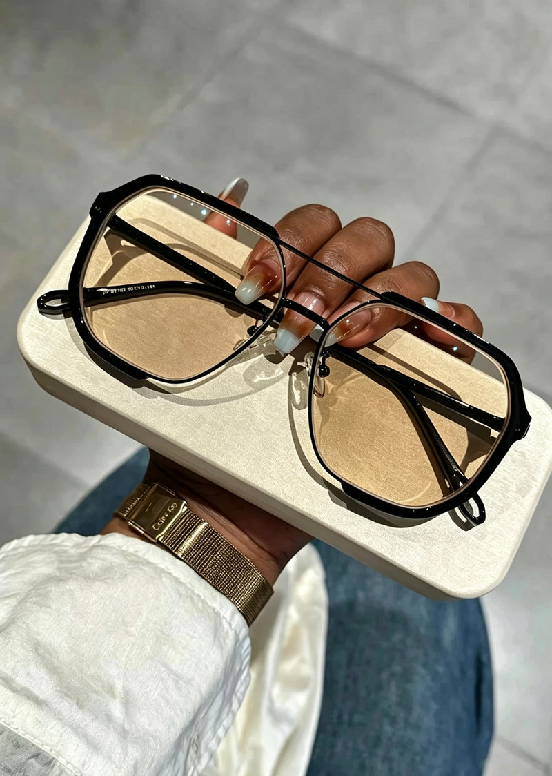 Prescription Sunglasses, Double Bridge Octagonal Large Frame