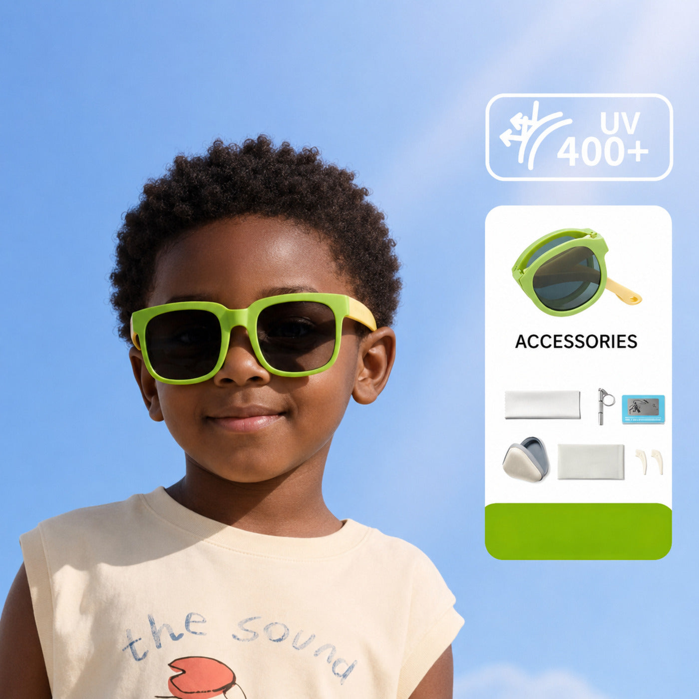 Kids Sunglasses, UV400 Protective Outdoor Sunshade Frame