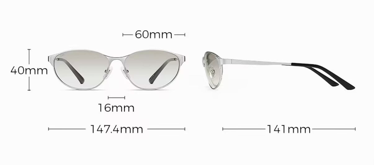 Sunglasses, Y2K Minimal Thin Oval Metal, Retro Narrow Small Frame Fashion Eyewear