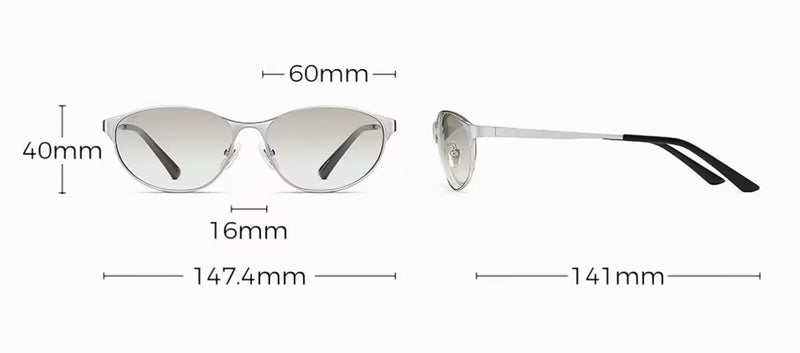 Sunglasses, Y2K Minimal Thin Oval Metal, Retro Narrow Small Frame Fashion Eyewear