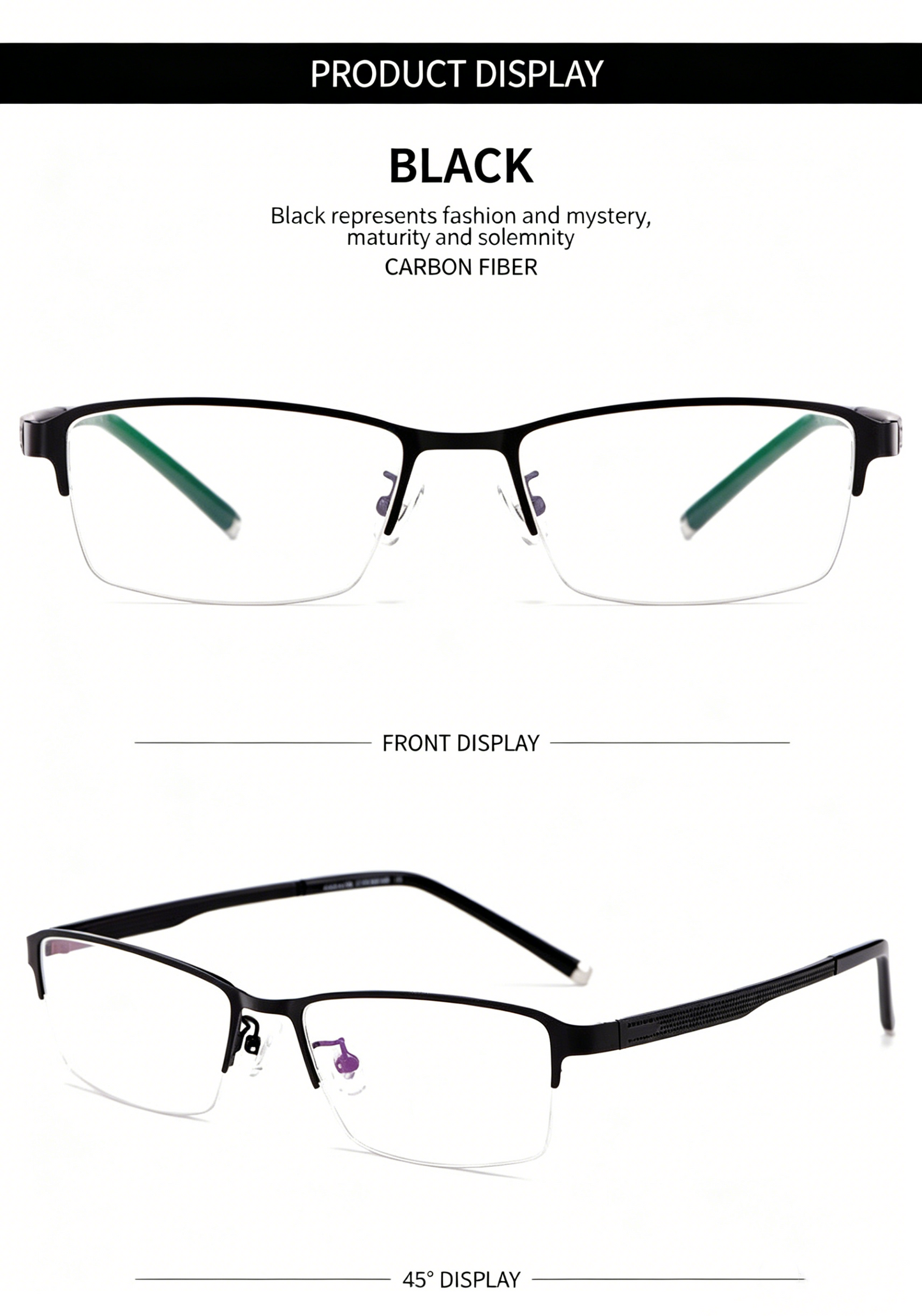 Men 12g Ultra Light Half Rim TR Alloy Optical Frame, Rx Ready