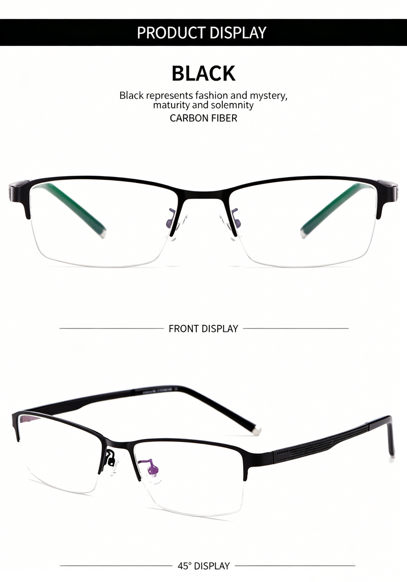 Men 12g Ultra Light Half Rim TR Alloy Optical Frame, Rx Ready