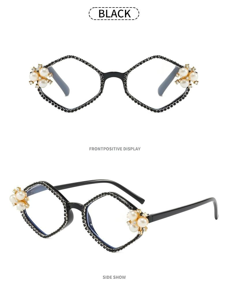 Prescription Reading Glasses, Elegant Metal Hinge Diamond-Accent Frame