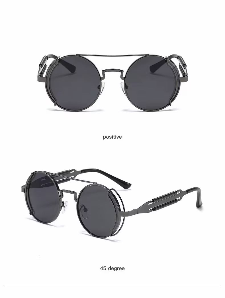 Sunglasses | Steampunk Double Bridge Round Metal, 13 Color Option